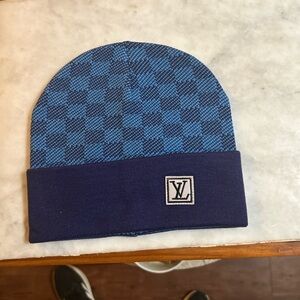 Louis Vuitton Blue Checkered Beanie